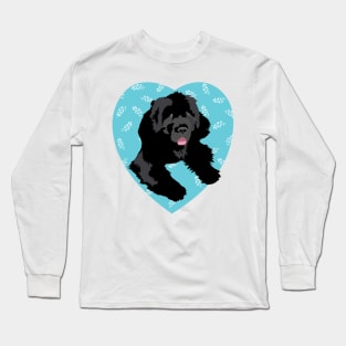 Newfoundland dog heart teal blue Long Sleeve T-Shirt